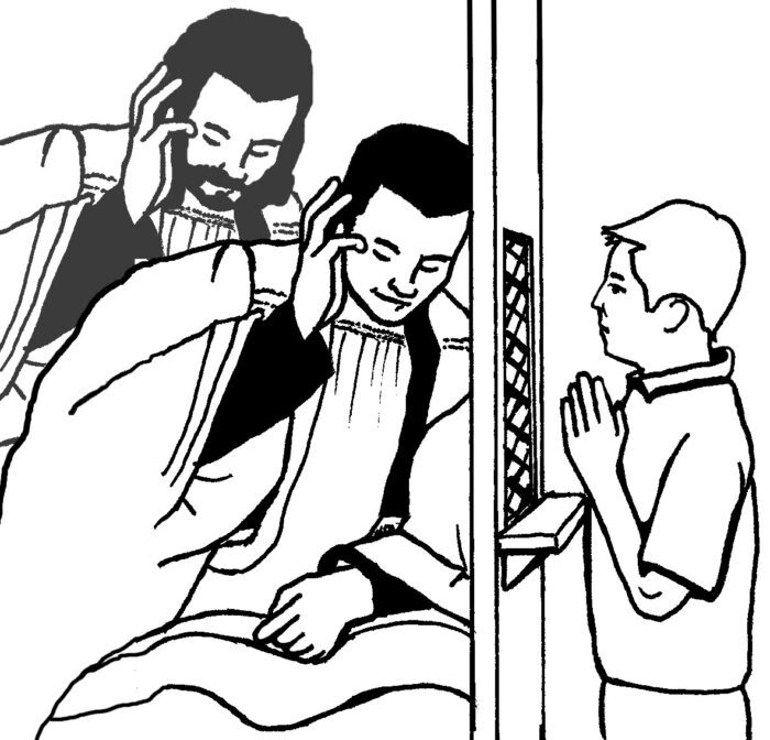 The priest stands in place of Jesus