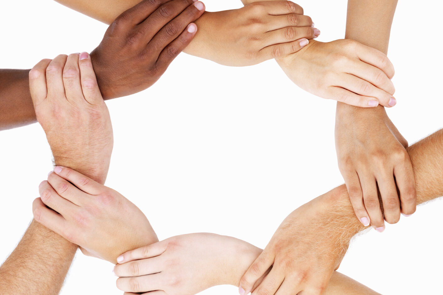 Group of human hands showing unity