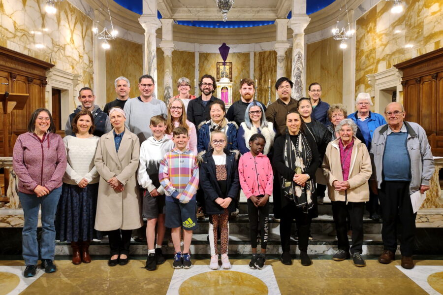 The elect with their sponsors and catechists