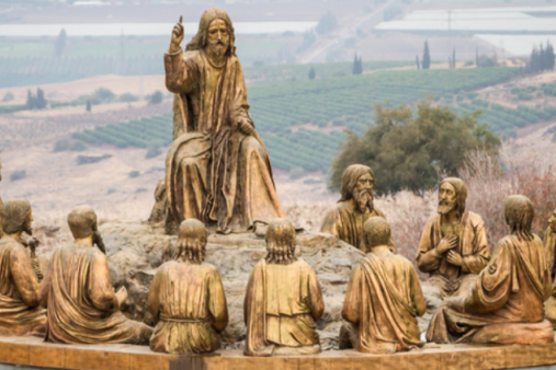 Jesus and the apostles on the Mount of Beatitudes