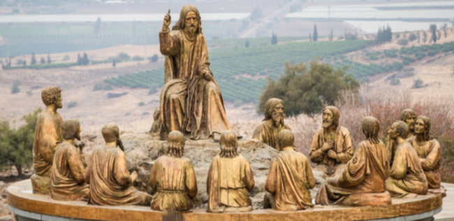 Jesus and the apostles on the Mount of Beatitudes